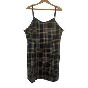 Coco And Shay Plus Plaid Dress Womens 1X Gold Black Skater School Girl 90s Fall